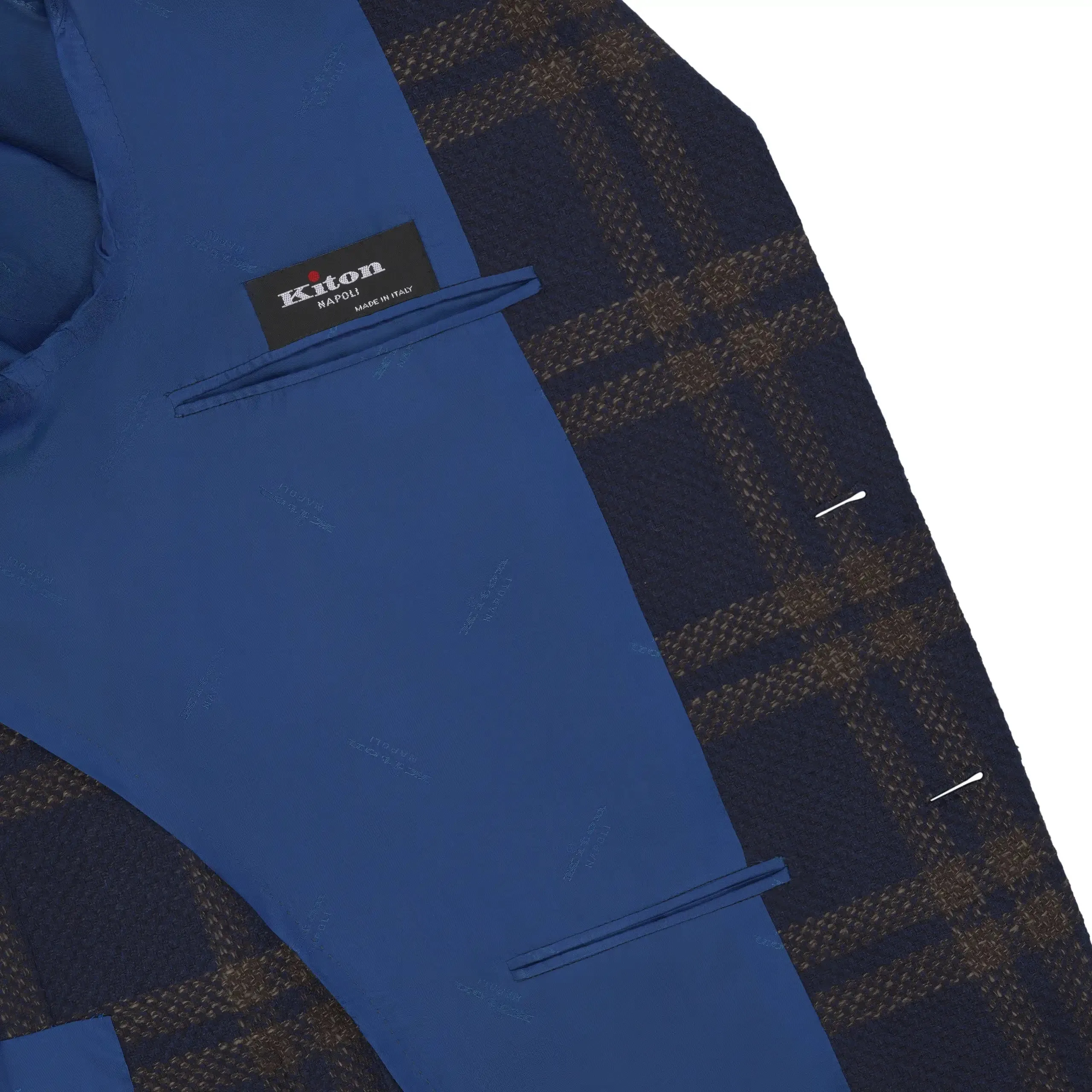 Glencheck Cashmere-Blend Jacket in Royal Blue and Brown