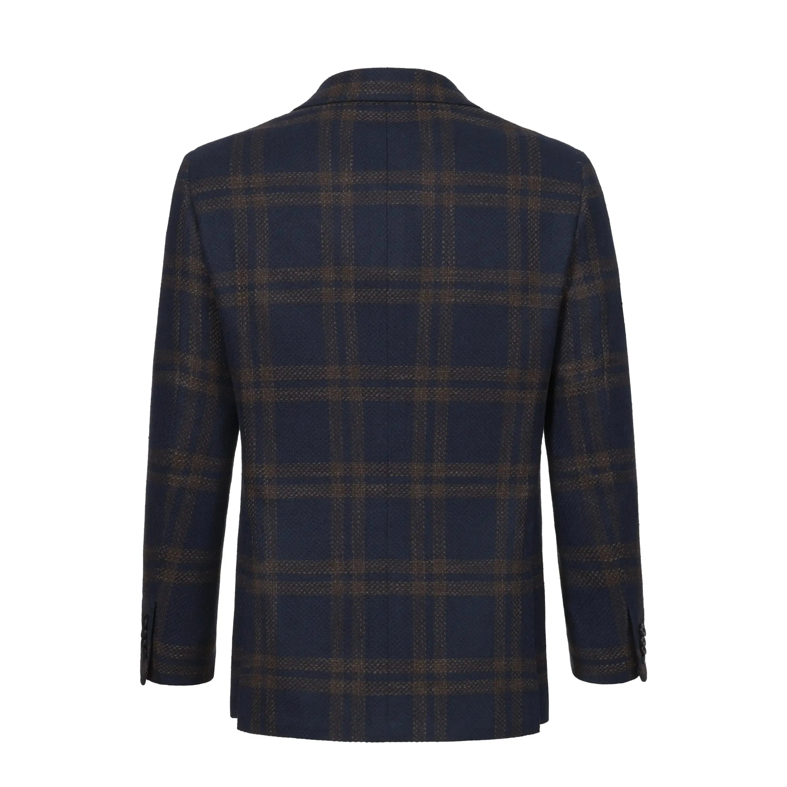 Glencheck Cashmere-Blend Jacket in Royal Blue and Brown