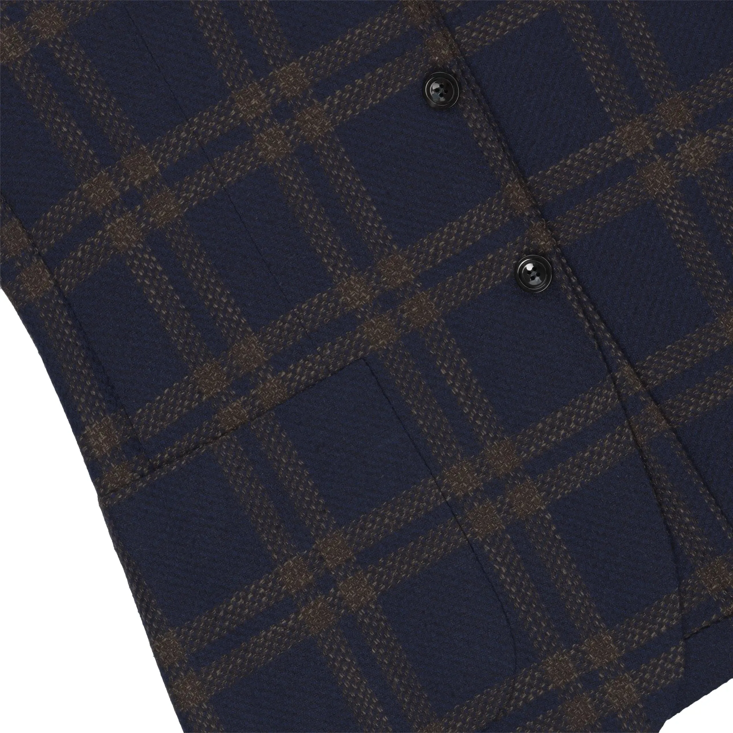 Glencheck Cashmere-Blend Jacket in Royal Blue and Brown