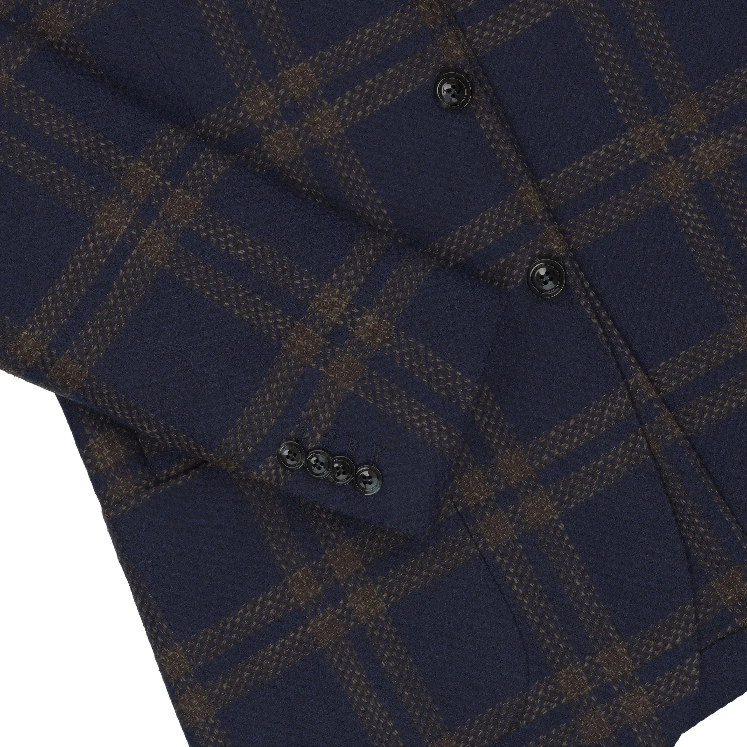 Glencheck Cashmere-Blend Jacket in Royal Blue and Brown