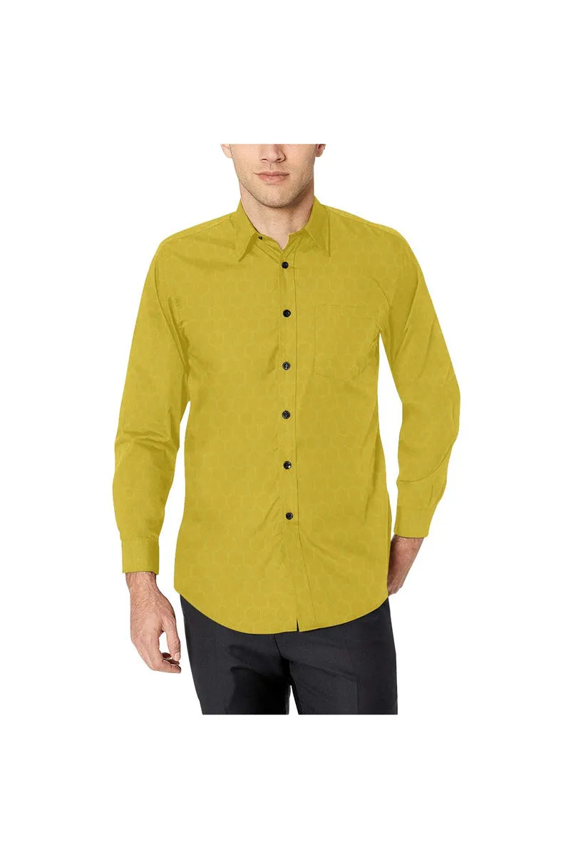 Golden Honeycomb Men's All Over Print Casual Dress Shirt