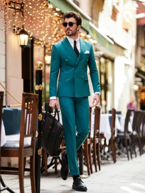 Green Double Breasted Suit 2-Piece