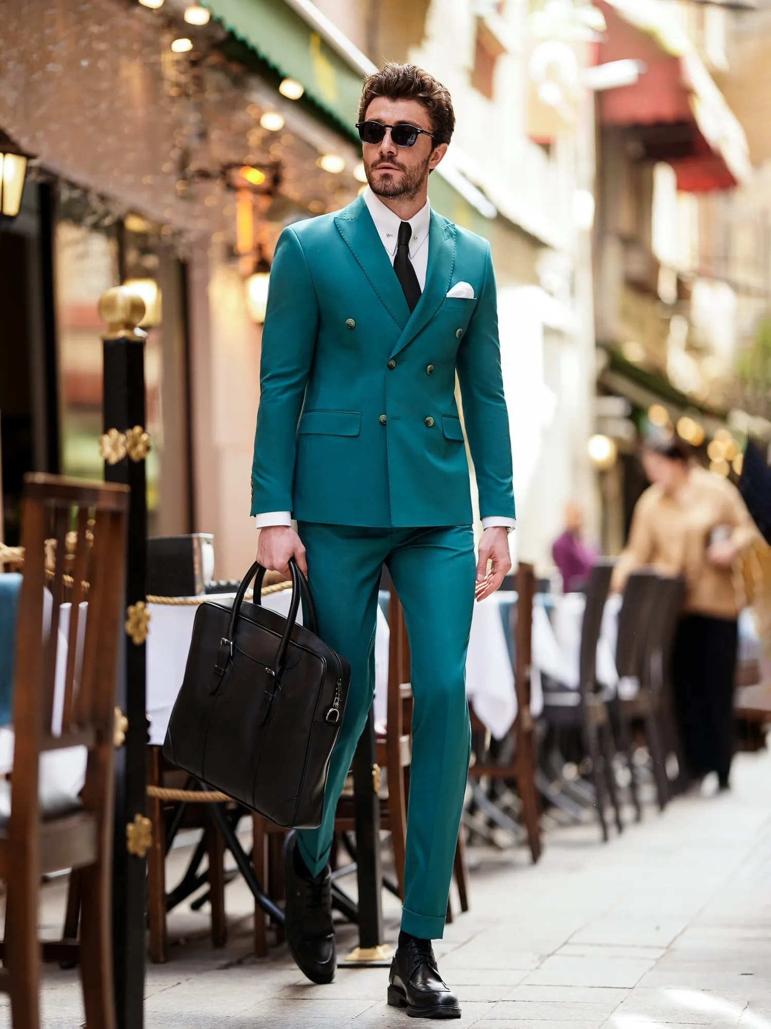 Green Double Breasted Suit 2-Piece