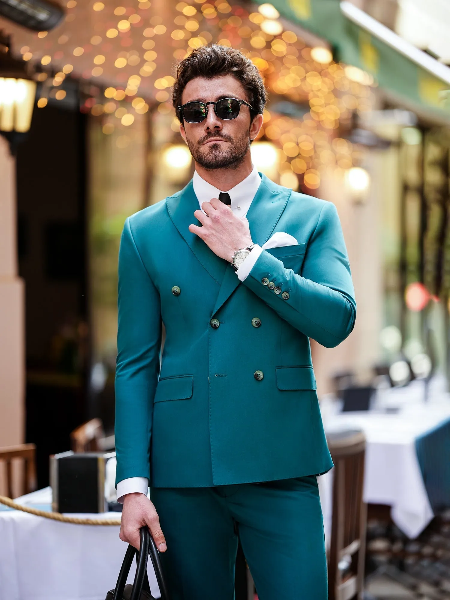 Green Double Breasted Suit 2-Piece