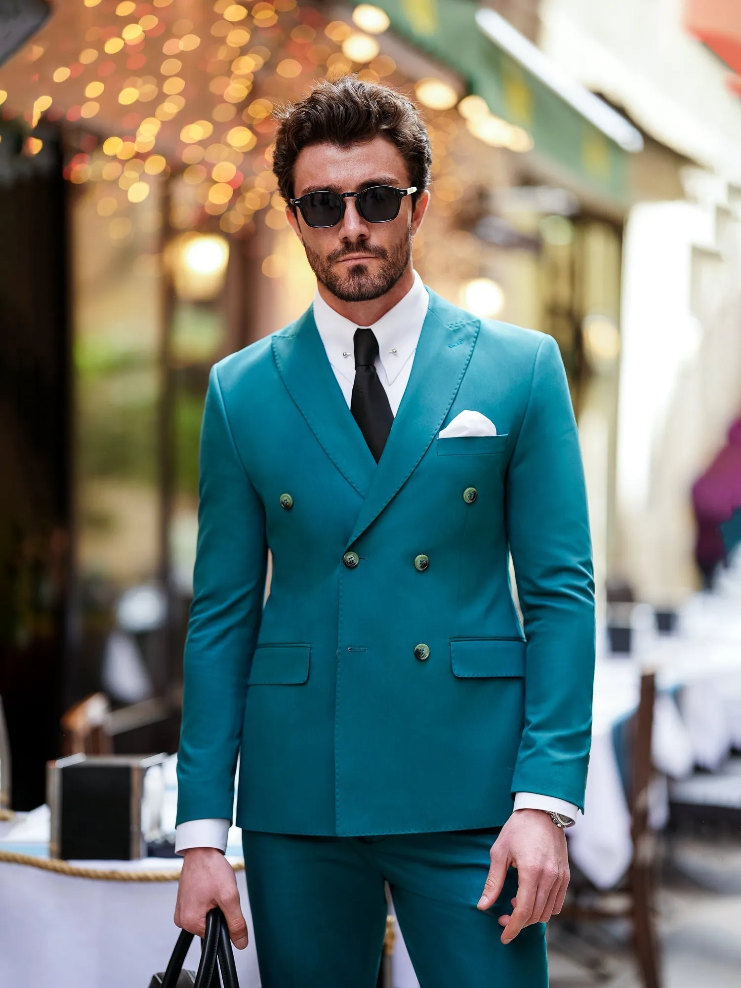 Green Double Breasted Suit 2-Piece