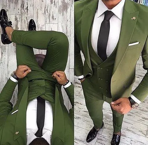 Green Men's Suit Slim Fit 3 Piece Tuxedo Suits