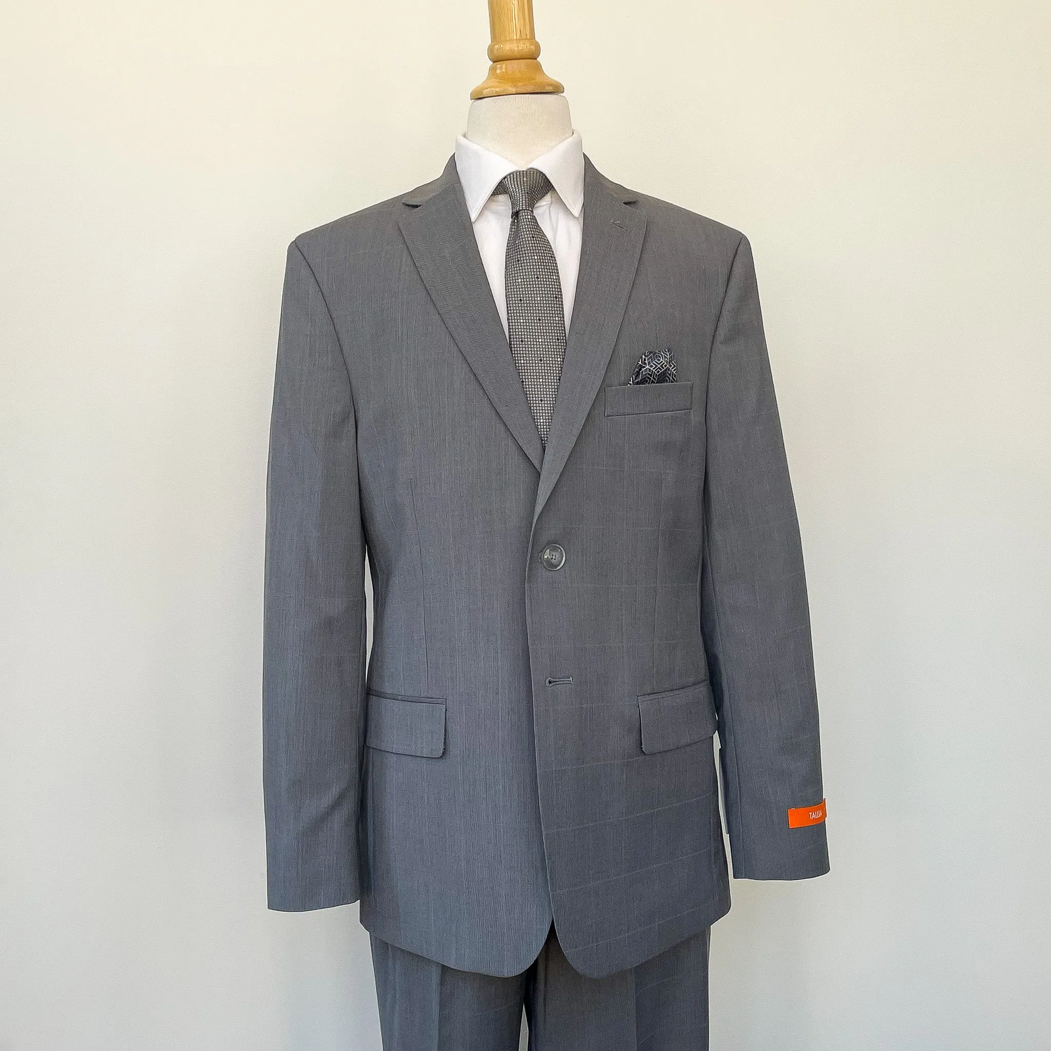 Grey Blue Windowpane Suit