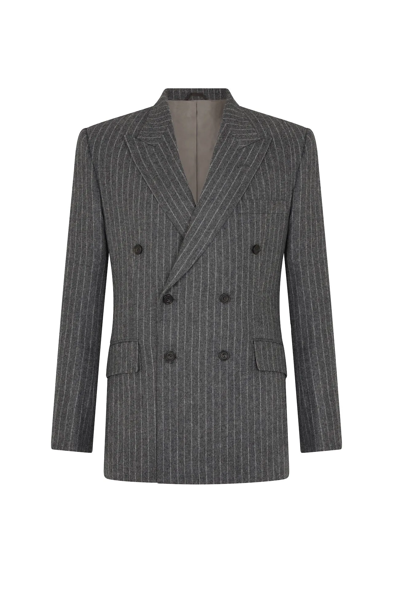 Grey Chalk Stripe Double Breasted Suit