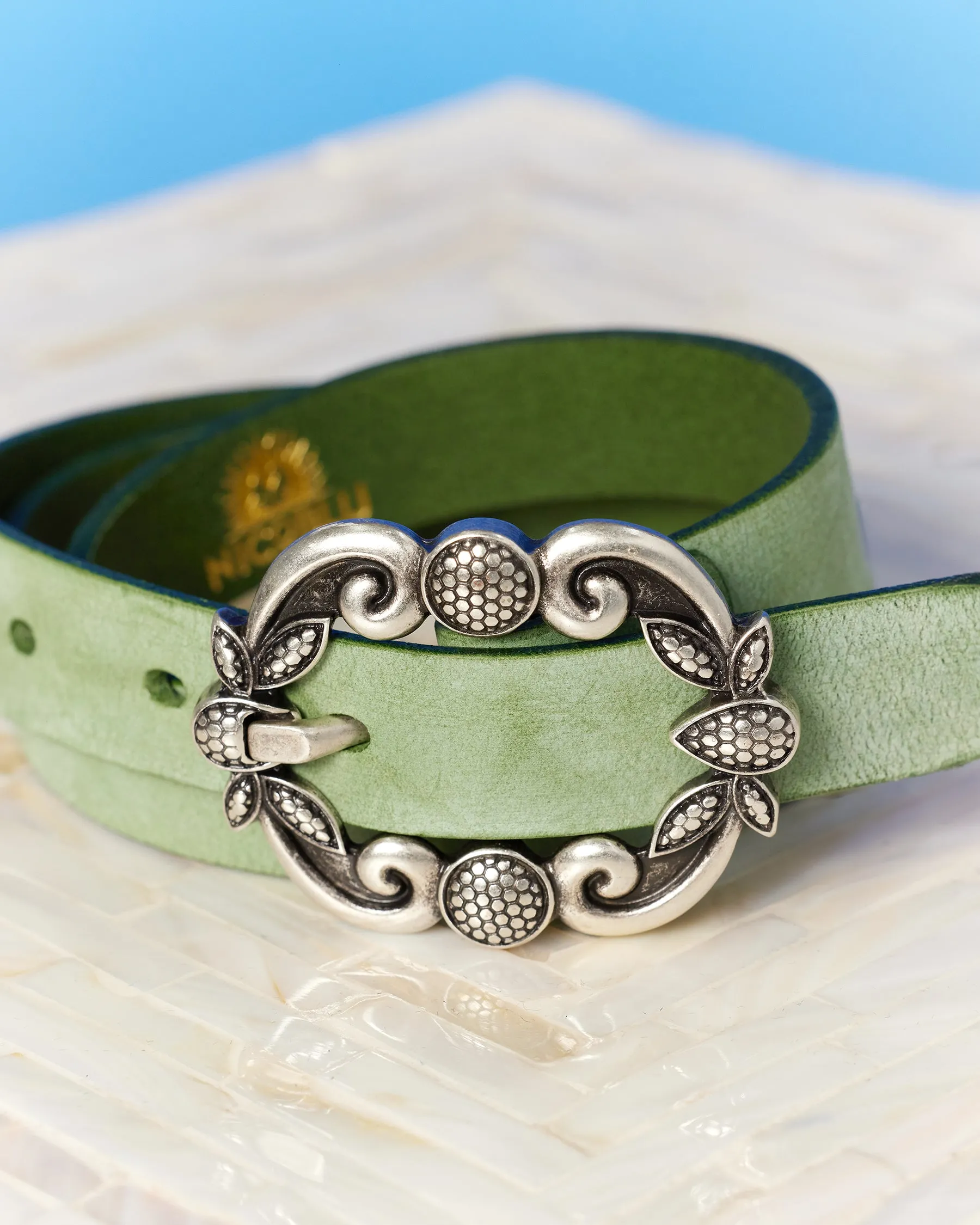 Harper Leather Belt in Sage