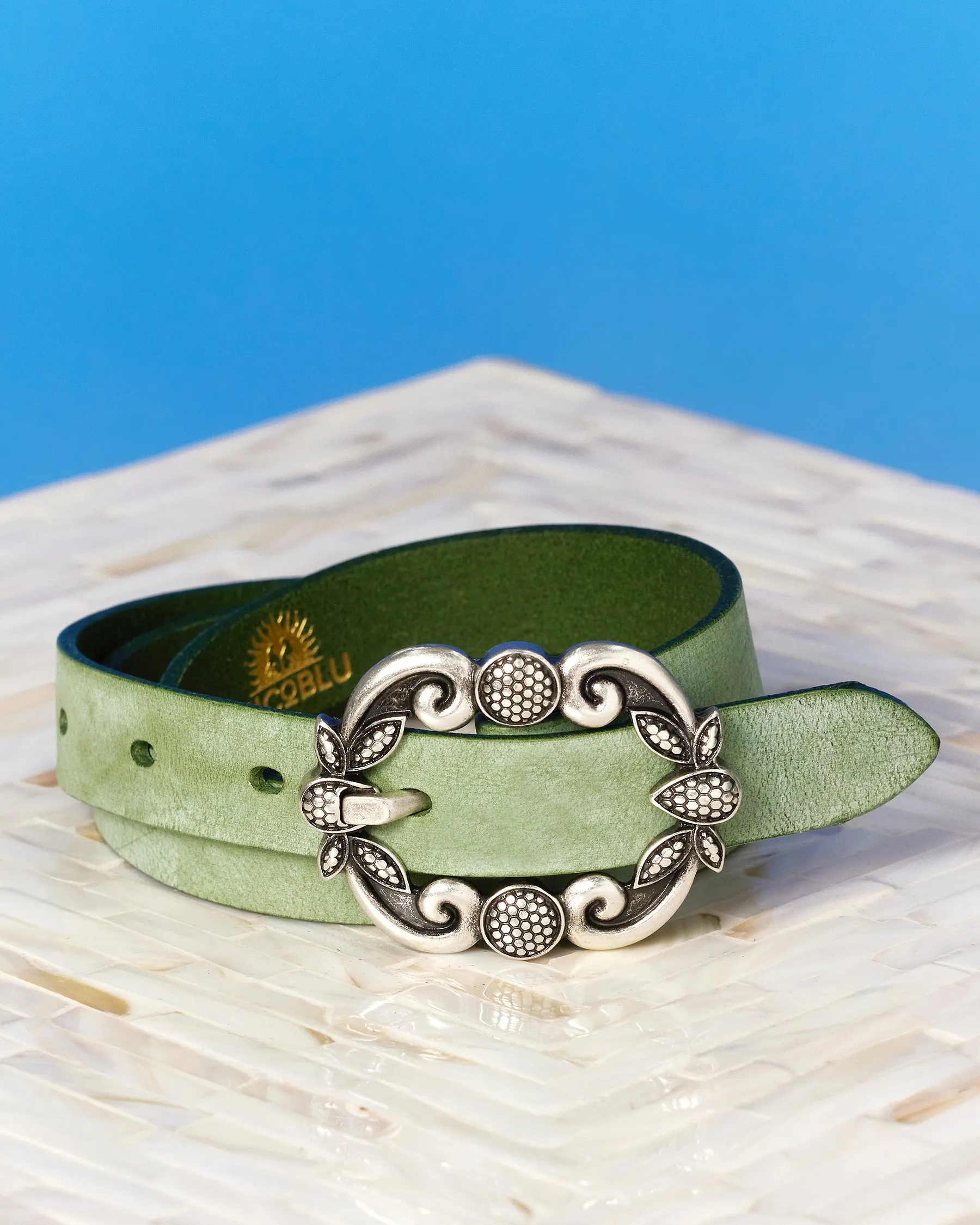 Harper Leather Belt in Sage