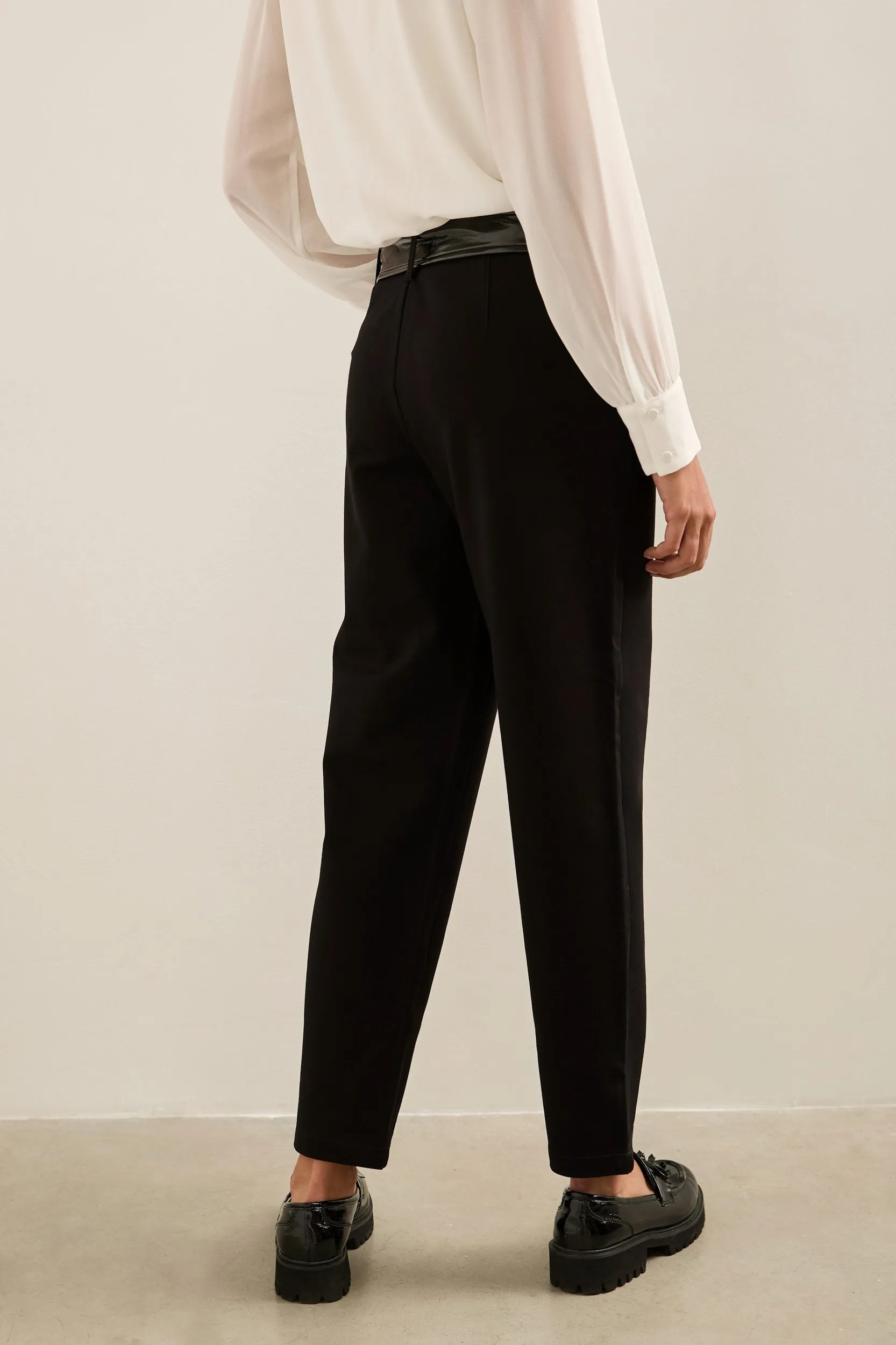 High waisted ponte pants with belt