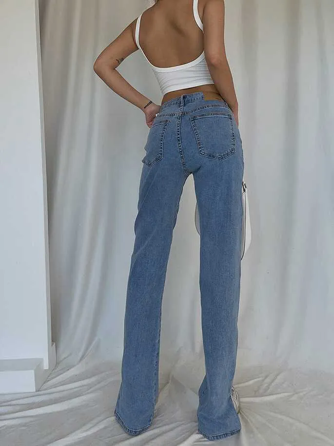 High-Waisted Straight Pants