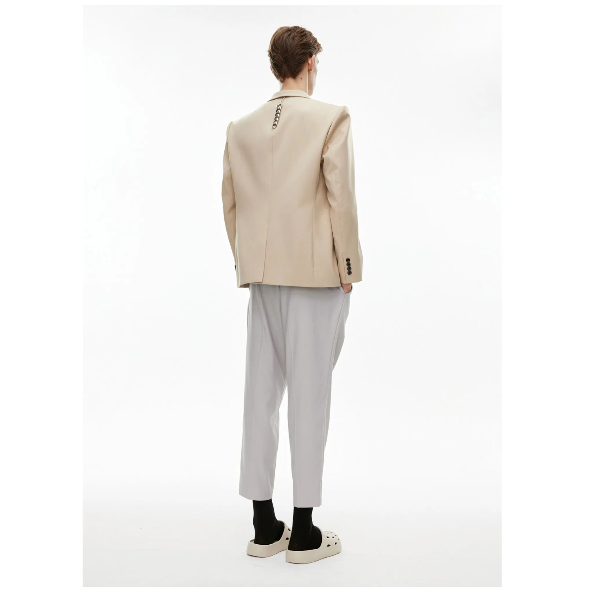 Hook Single Pleated Standard Waist Pants White