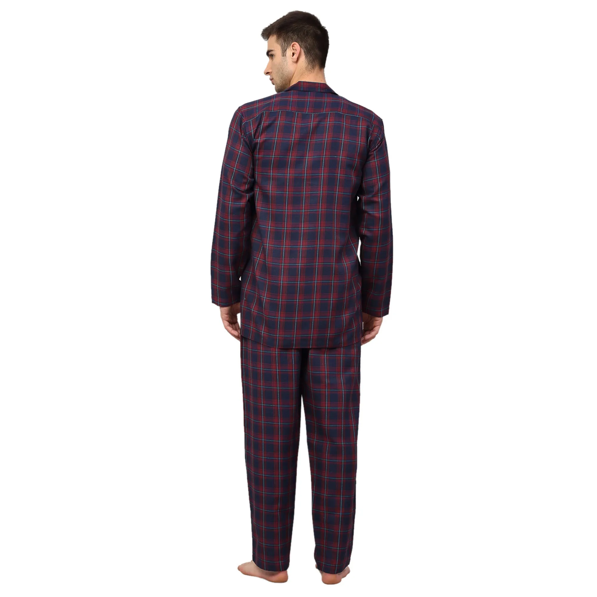 Jashvi Men's Blue Checked Night Suits