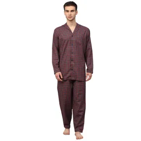 Jashvi Men's Maroon Checked Night Suits