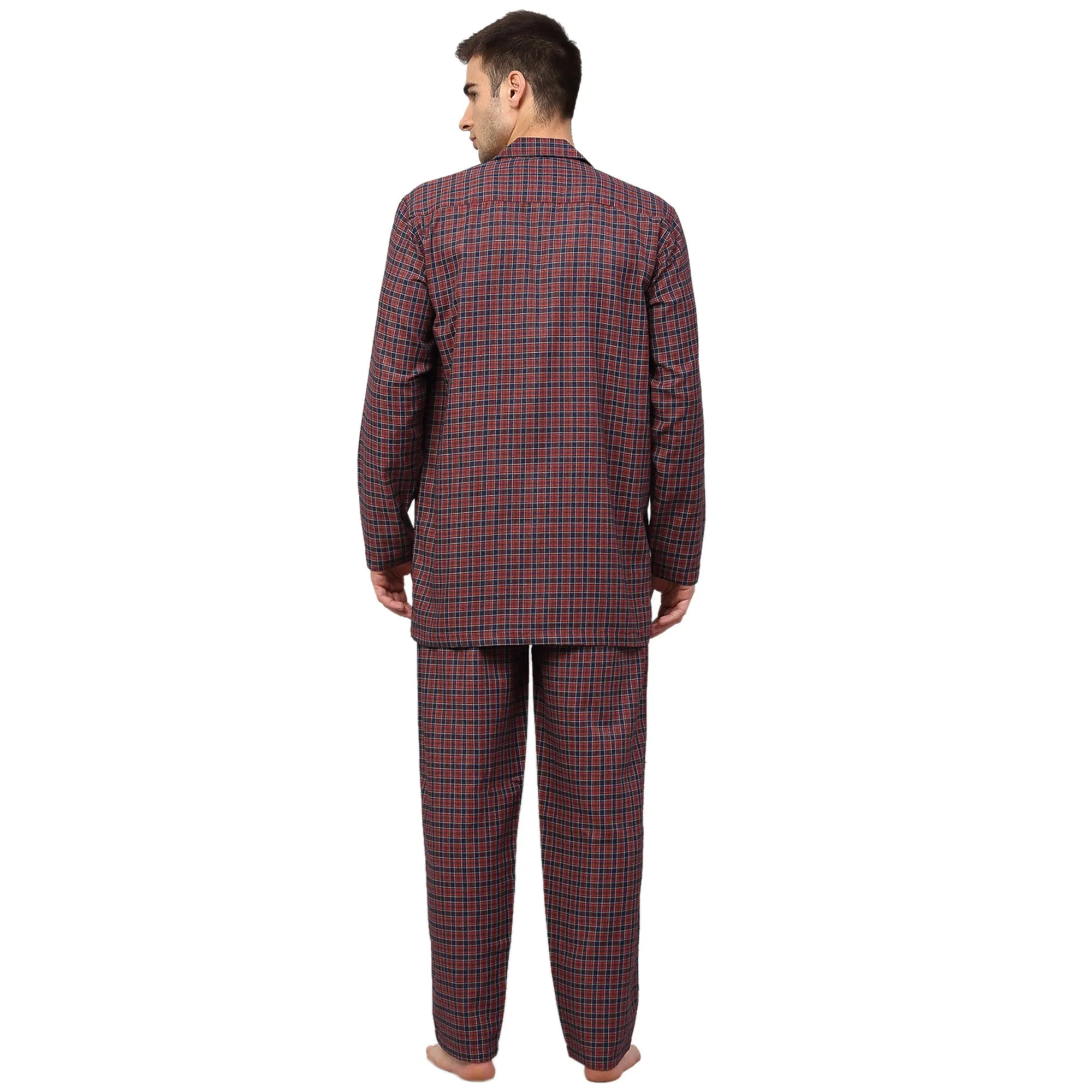 Jashvi Men's Maroon Checked Night Suits