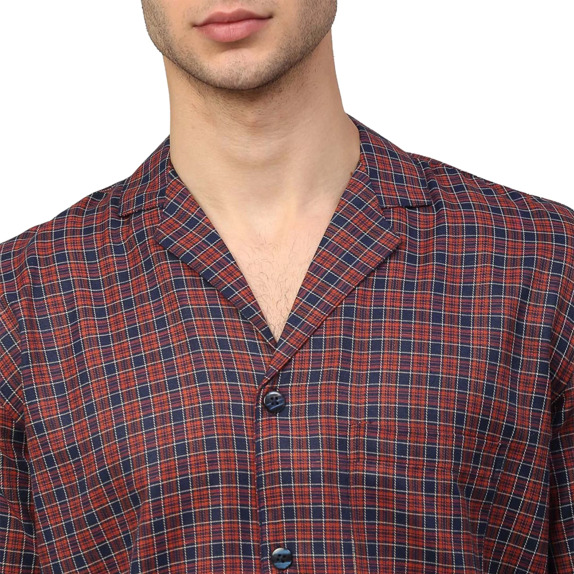 Jashvi Men's Maroon Checked Night Suits