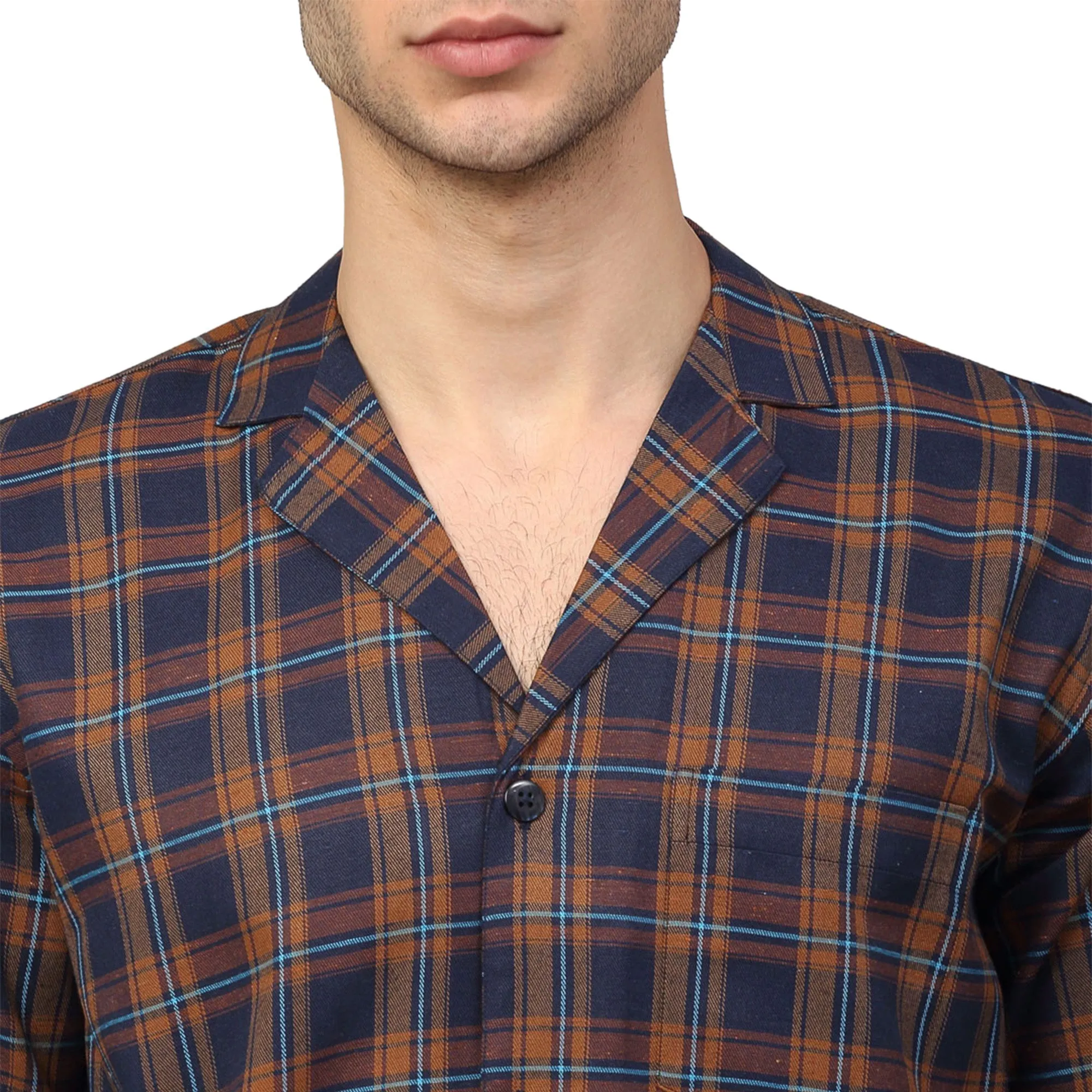 Jashvi Men's Orange Checked Night Suits