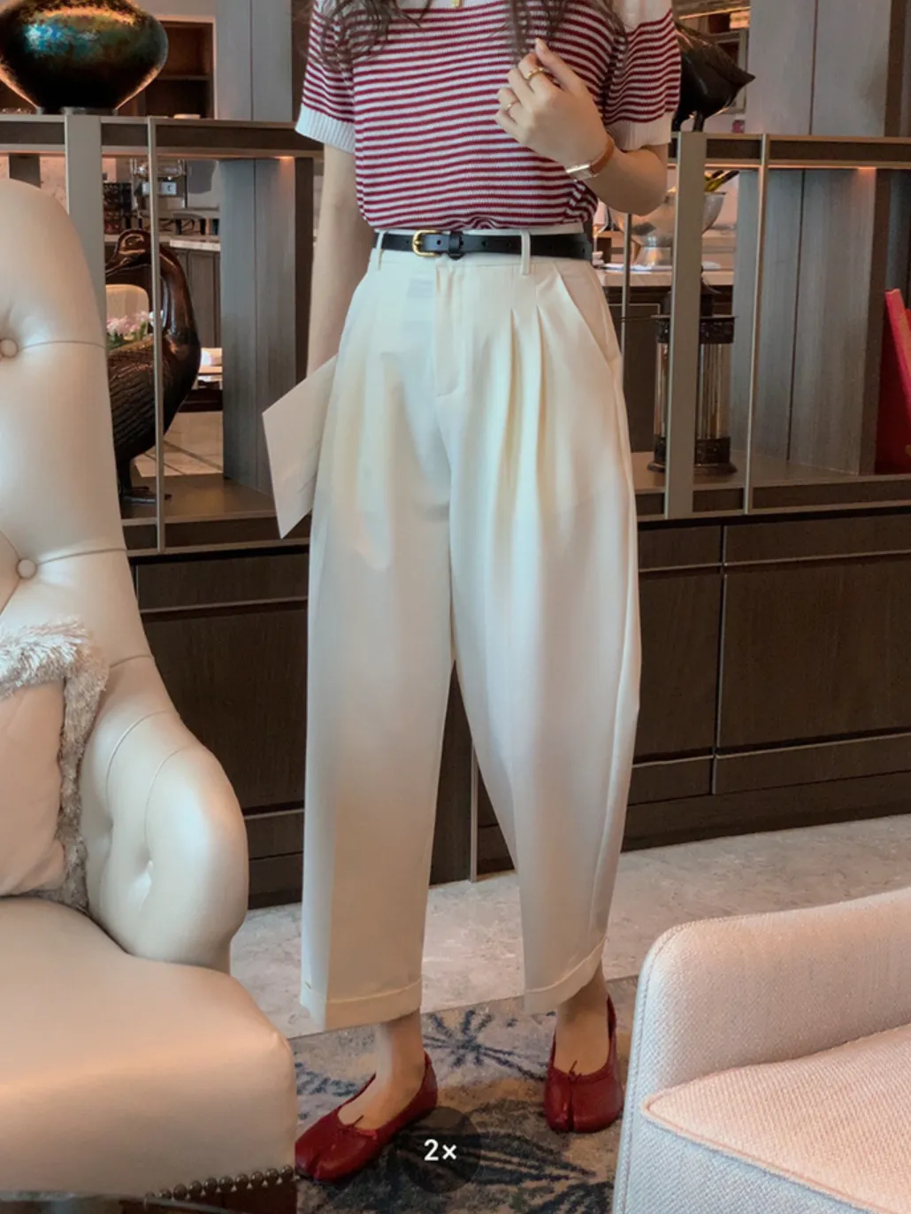 [Korean Style] High Quality 4 Color Pleated Cropped Pants