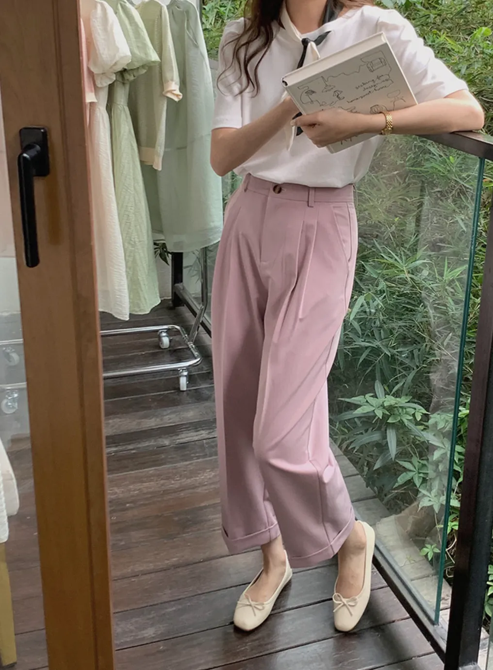 [Korean Style] High Quality 4 Color Pleated Cropped Pants