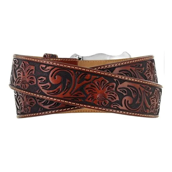 Leegin Justin Mens Floral Tooled Leather Belt Style C11194