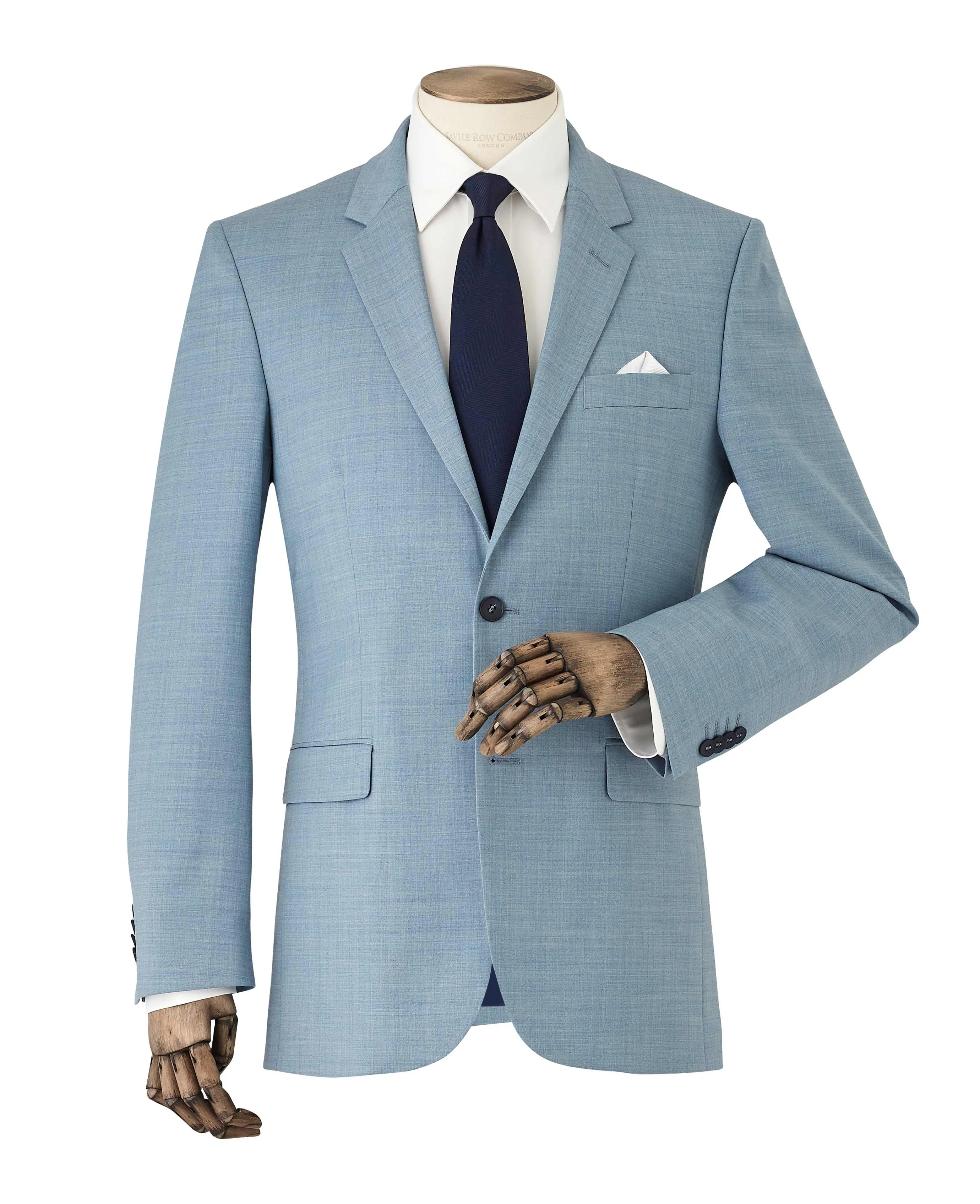 Light Blue Wool-Blend Tailored Suit