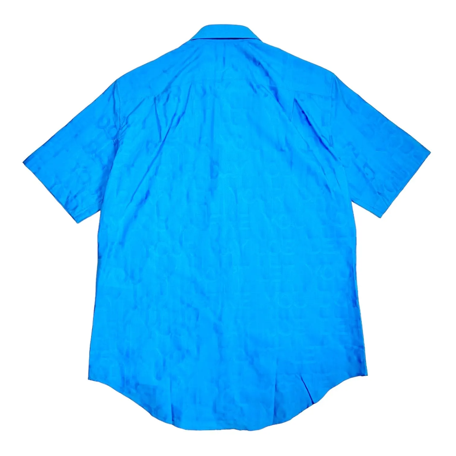 Louis Vuitton Tonal Letter Button Up Short Sleeve Shirt Blue