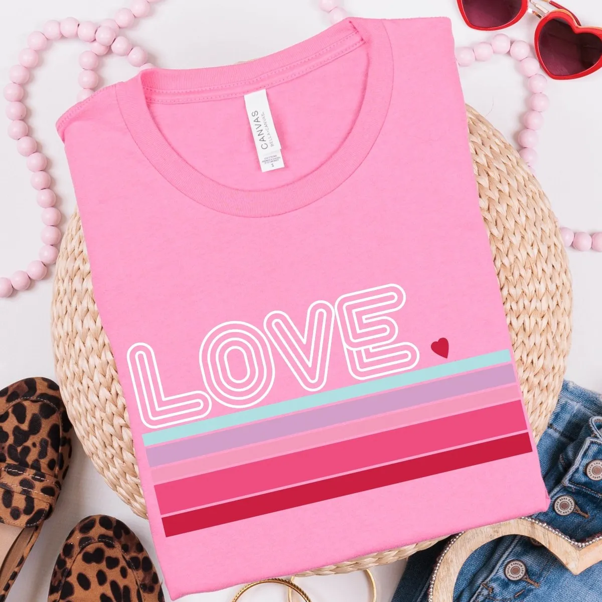 Love Striped Wholesale Tee