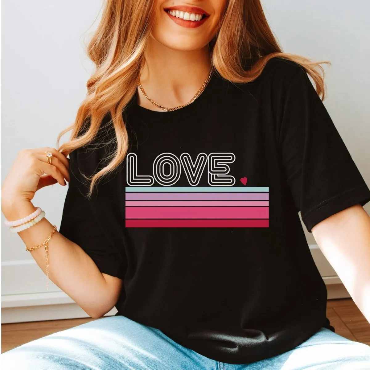 Love Striped Wholesale Tee