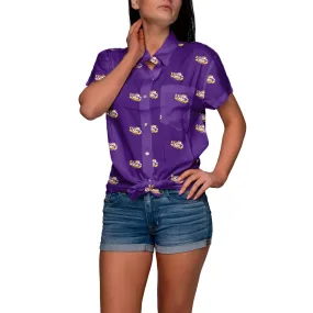 LSU Tigers NCAA Logo Blast Womens Button Up Shirt