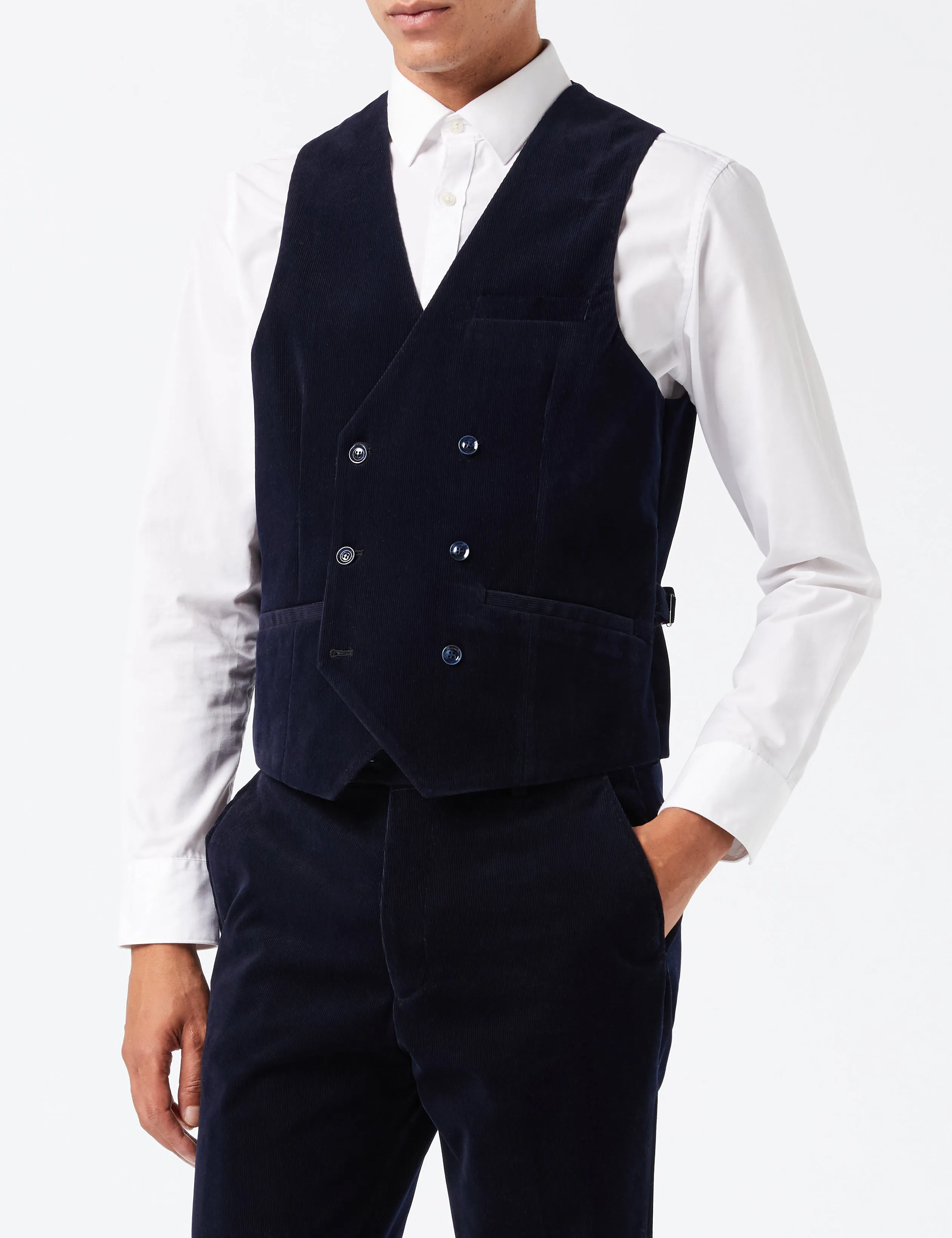 MATTHEW – NAVY CORDUROY DOUBLE BREASTED SUIT