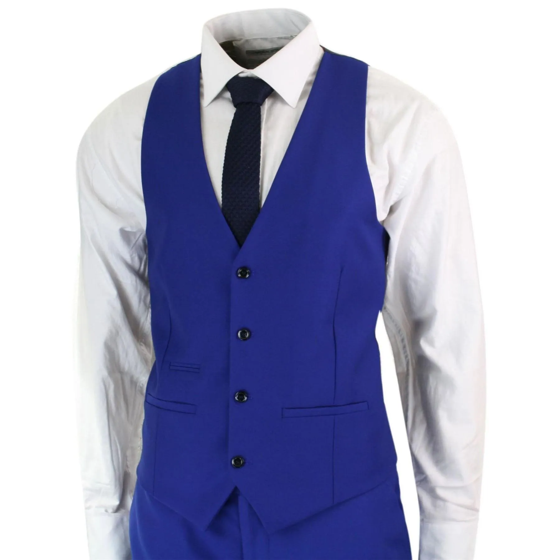 Mens 3 Piece Royal Blue Tailored Fit Complete Suit Best Man Groom Prom Wedding