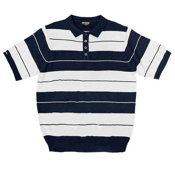 Mens Collared Knit Shirts Short Sleeve Striped Polo