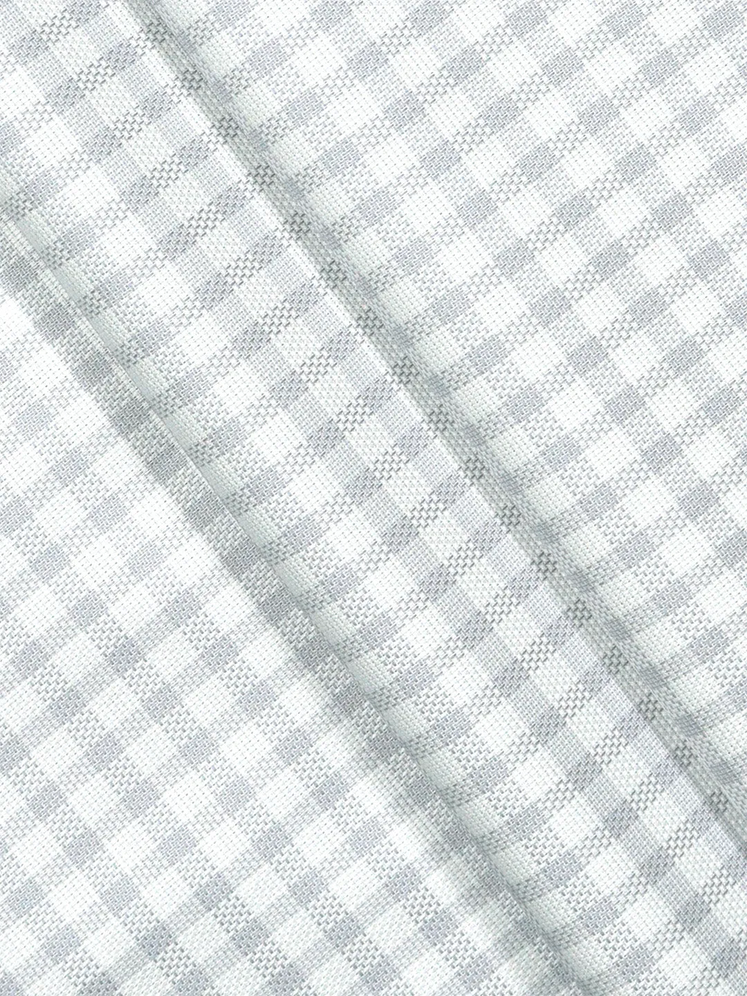 Mens Cotton Checked White with Grey Shirt Fabric Jackpot