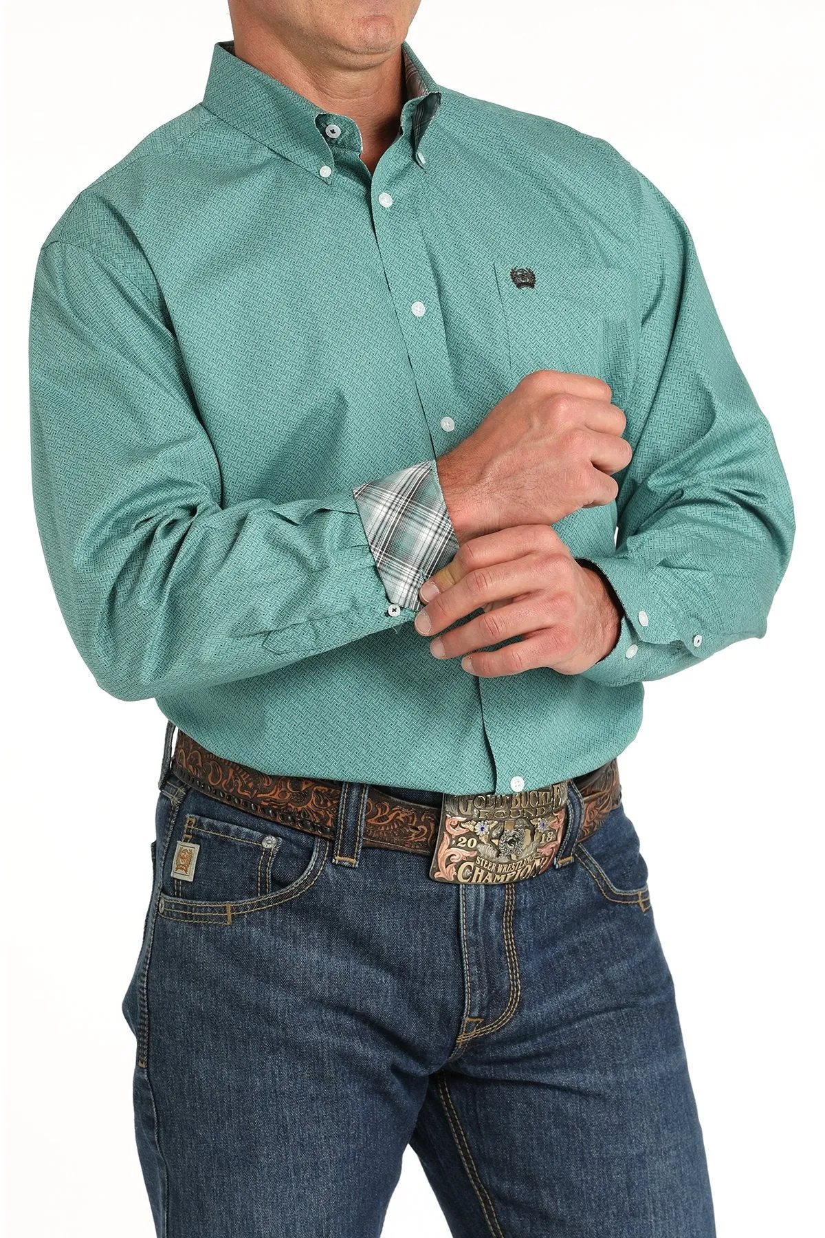 Men's Geometric Print Button-Down Western Shirt