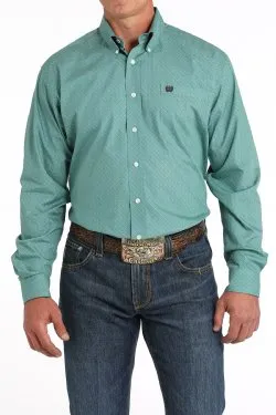 Men's Geometric Print Button-Down Western Shirt