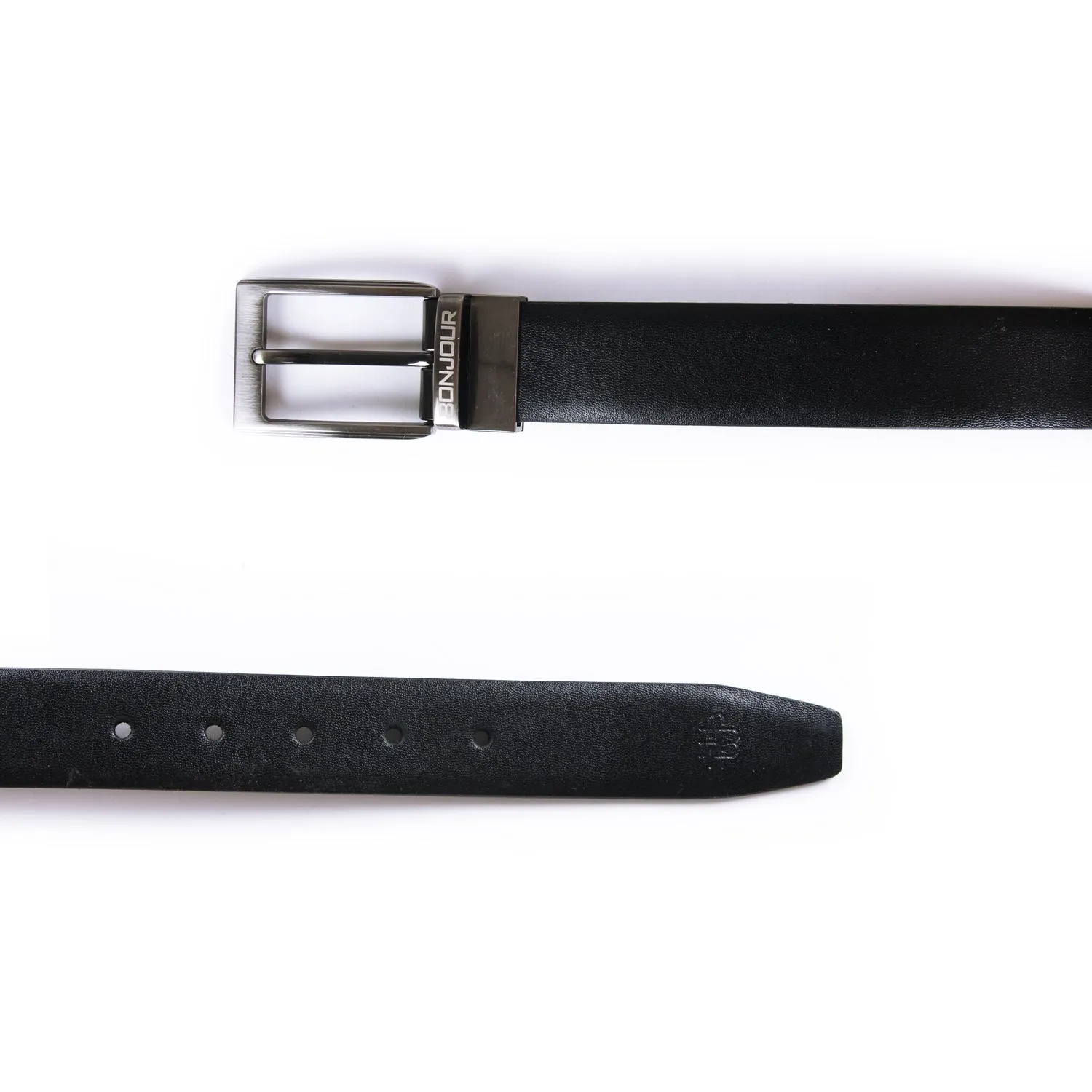 Men's Solid Pure Leather Belt - Black/Brown