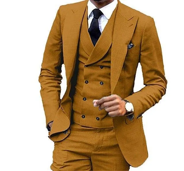 Men's Suit 3-Piece Suit With Double Breasted Vest