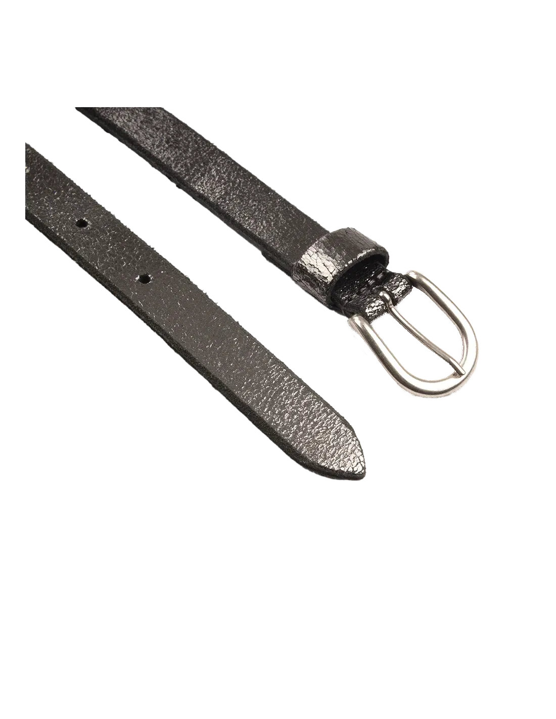 Metallic Leather Belt - Pewter