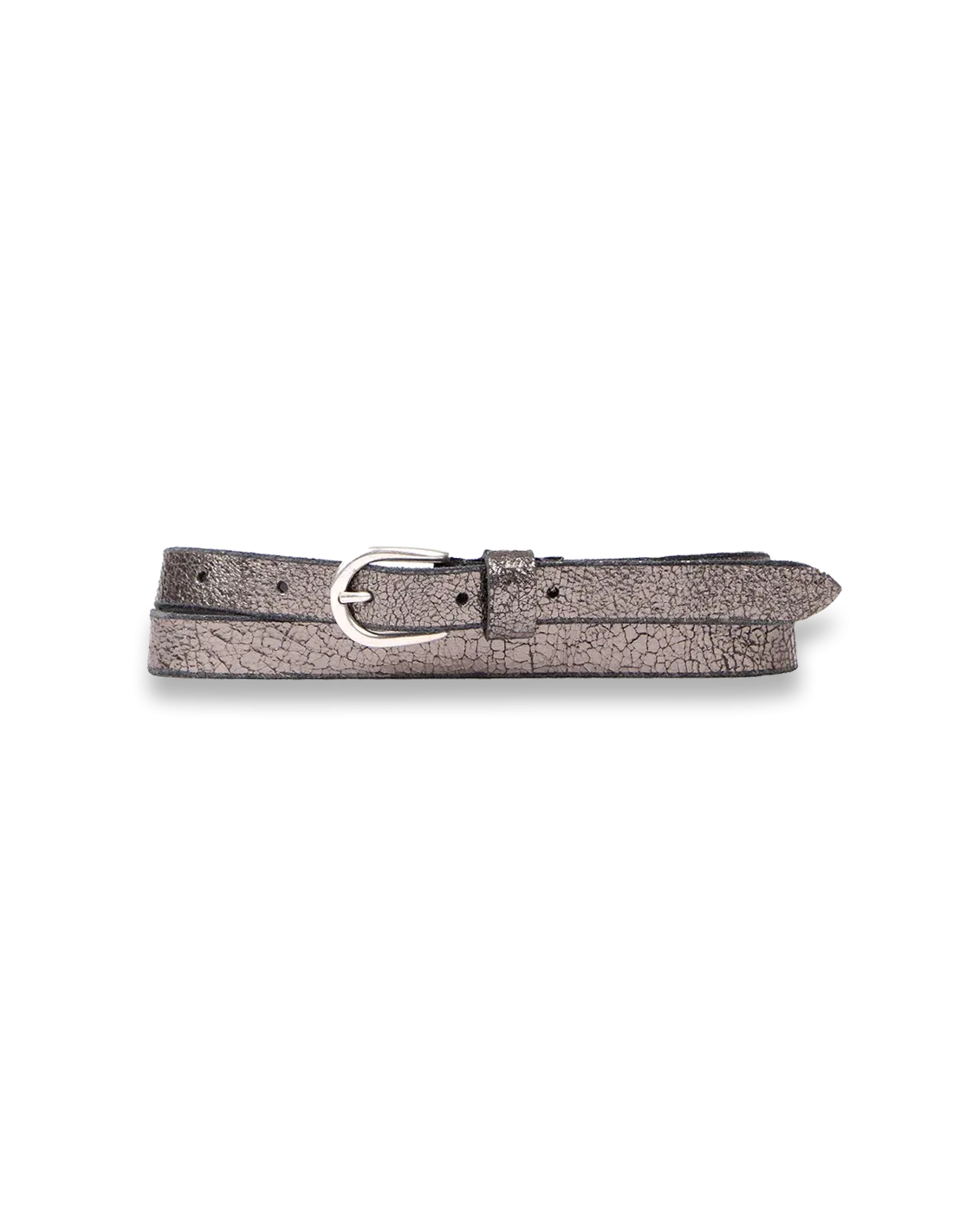 Metallic Leather Belt - Pewter