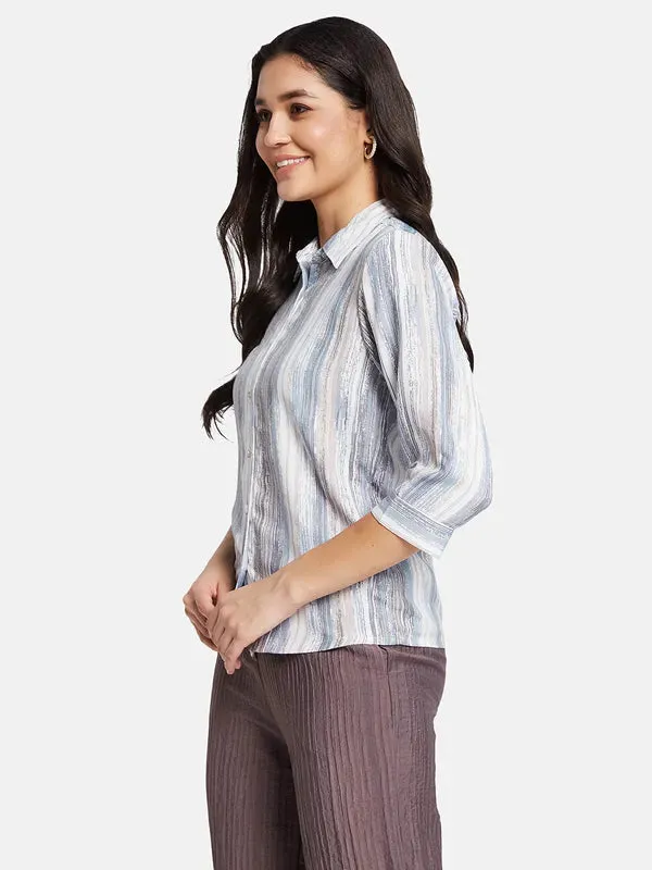 Mettle Women Striped Spread Collar Cotton Casual Shirt