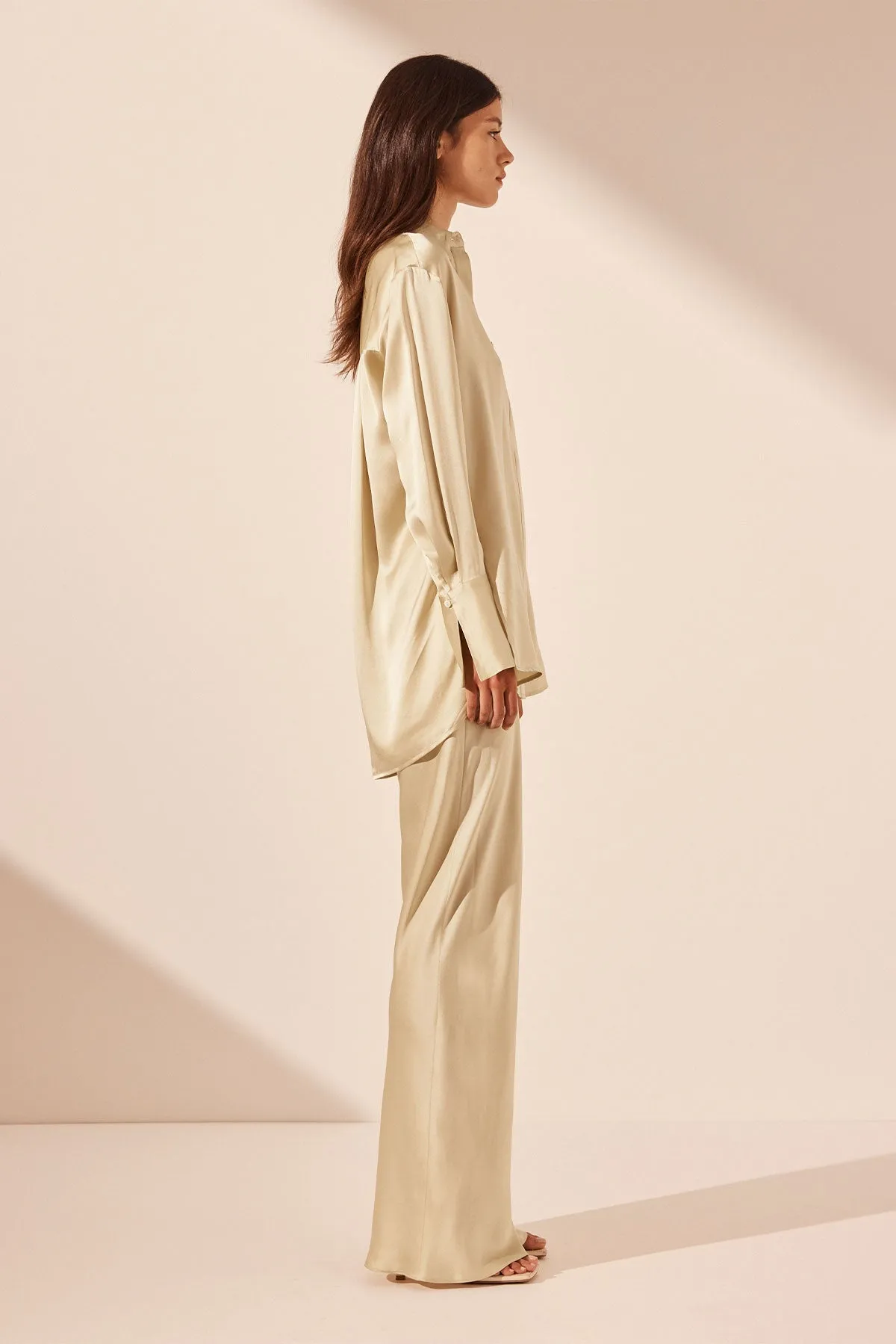 MEZZANOTTE SILK BIAS CUT PANT  - BONE