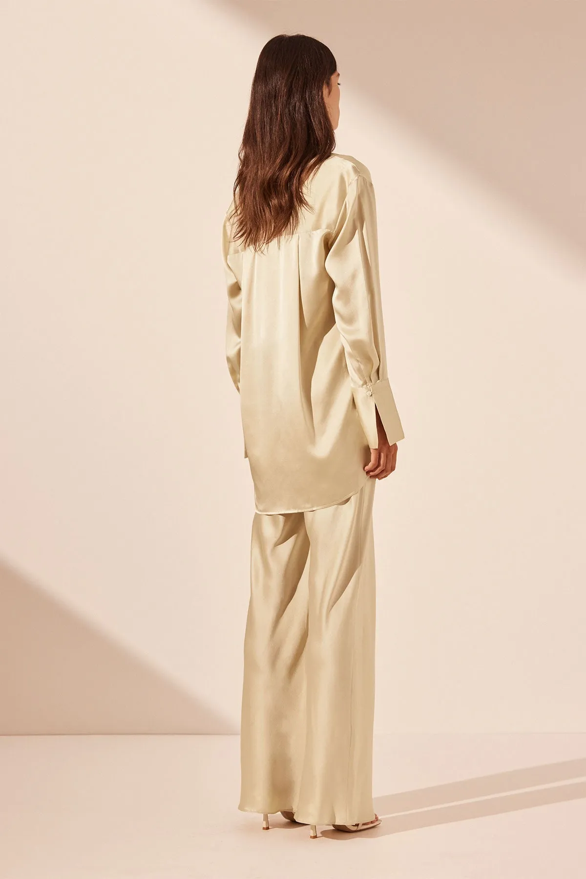 MEZZANOTTE SILK BIAS CUT PANT  - BONE