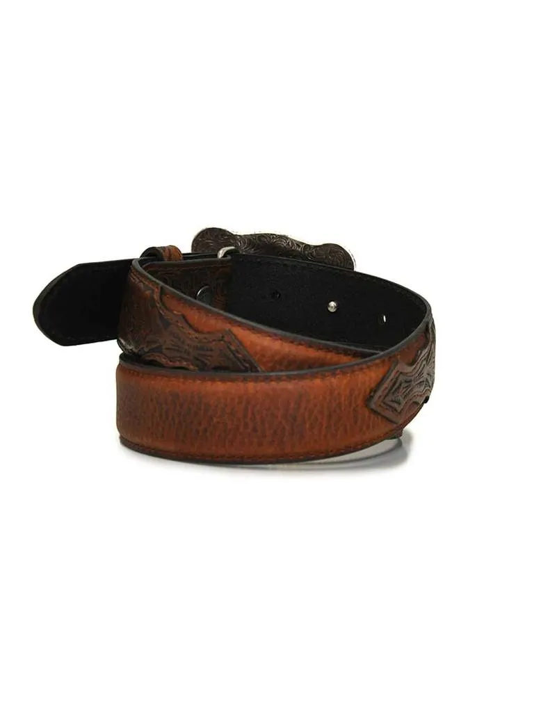 MF Western Ariat Boys Shield Logo Distressed Hand Tooled Leather Belt Style A1301002