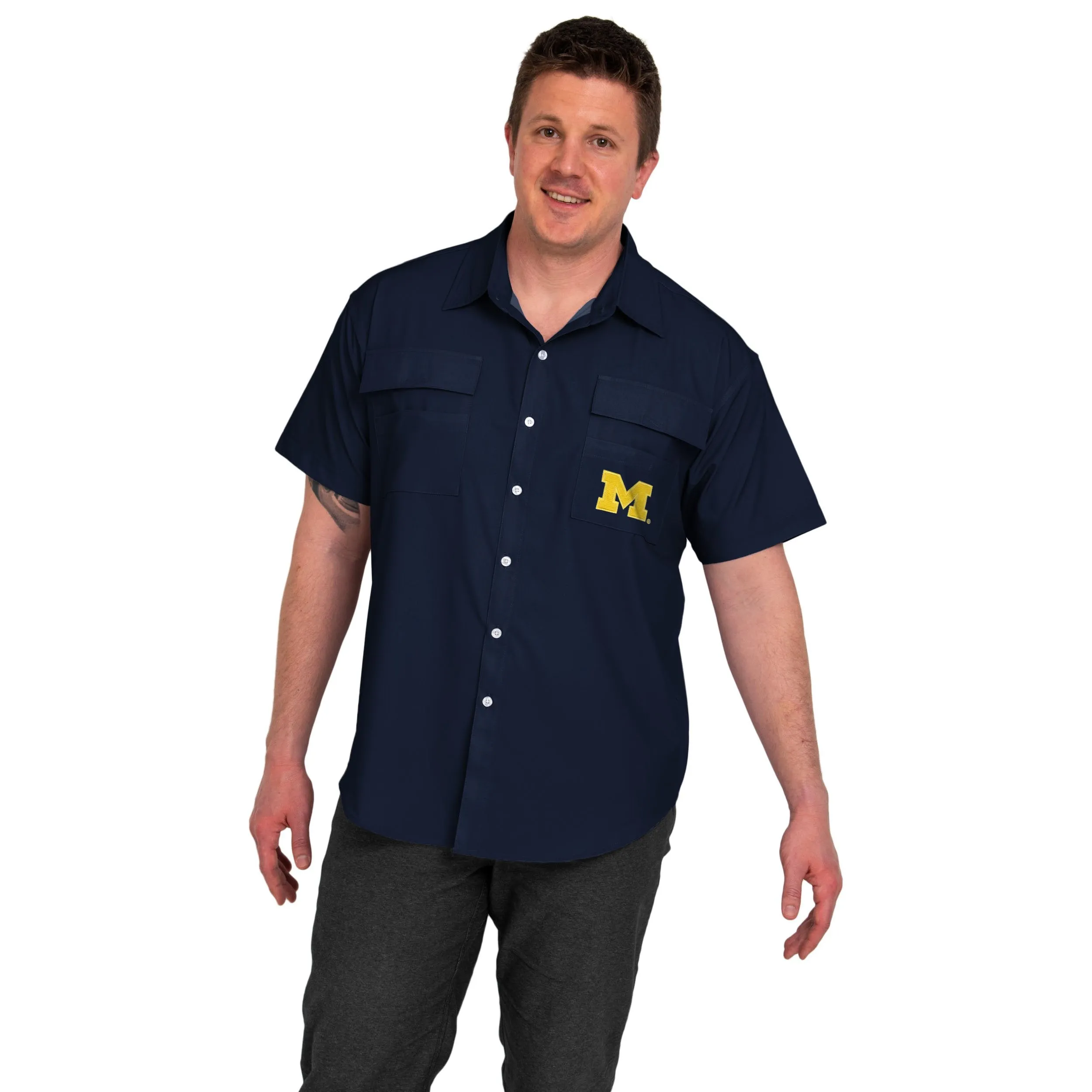 Michigan Wolverines NCAA Mens Gone Fishing Shirt