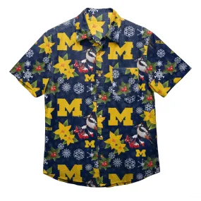 Michigan Wolverines NCAA Mens Mistletoe Button Up Shirt