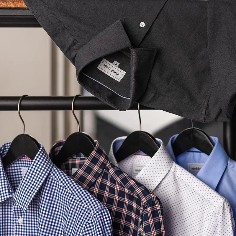 Navy Blue Checked Dress Shirt | The Ming