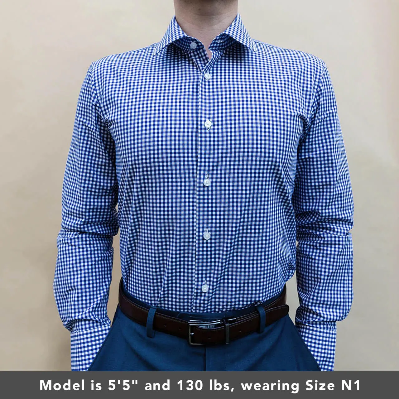 Navy Blue Checked Dress Shirt | The Ming