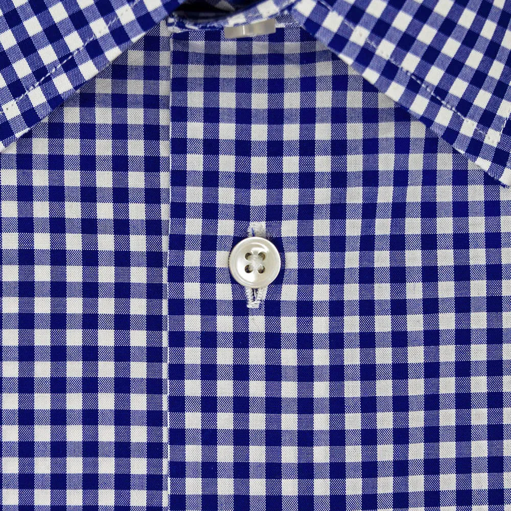 Navy Blue Checked Dress Shirt | The Ming