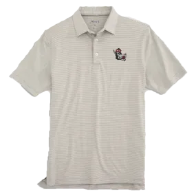 NC State Wolfpack Johnnie-O Grey and White Striped Slobbering Wolf Lyndon Polo